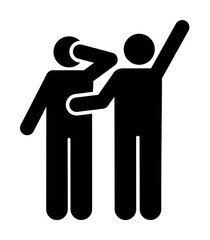 Two man help way icon. Simple glyph pictogram of volunteer icons for ui and ux, website or mobile application on white background