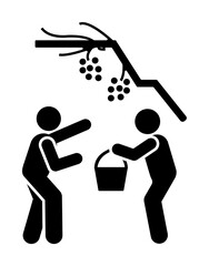 Fruit collect two man basket icon. Simple glyph pictogram of volunteer icons for ui and ux, website or mobile application on white background