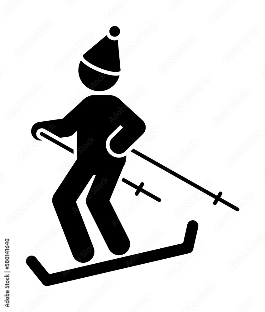 Poster man is skiing icon. simple pictogram of winter recreation icons for ui and ux, website or mobile app