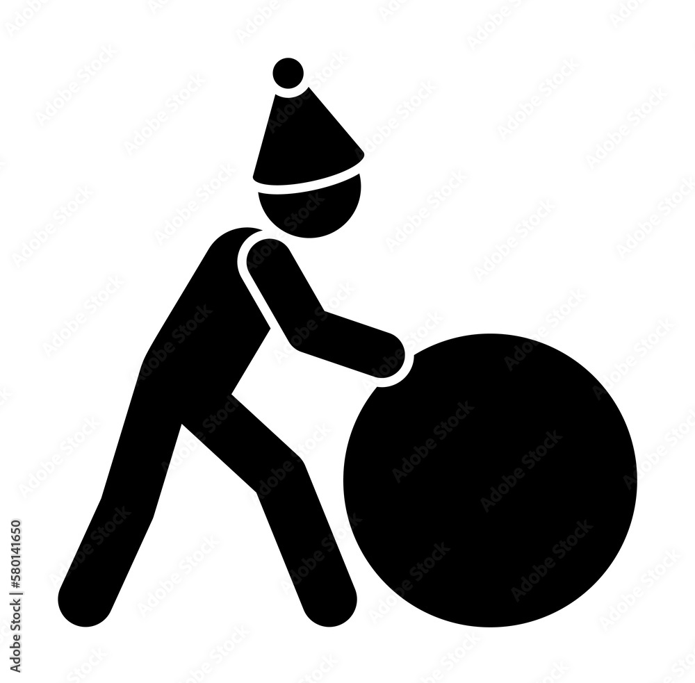 Aufkleber man makes snowball icon. simple pictogram of winter recreation icons for ui and ux, website or mobil