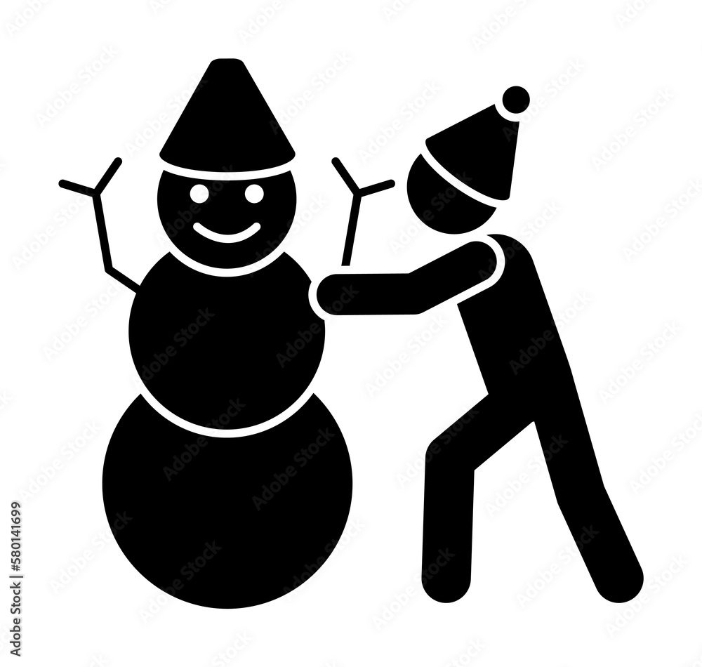 Aufkleber man makes a snowman icon. simple pictogram of winter recreation icons for ui and ux, website or mobi