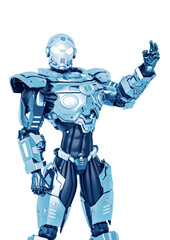 knight vision in a sci fi outfit in a white background