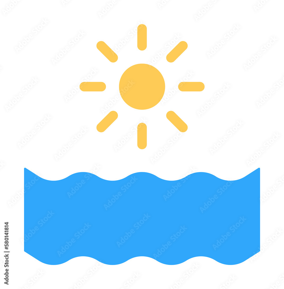 Poster sun, ocean icon. simple color elements of saving marine icons for ui and ux, website or mobile appli