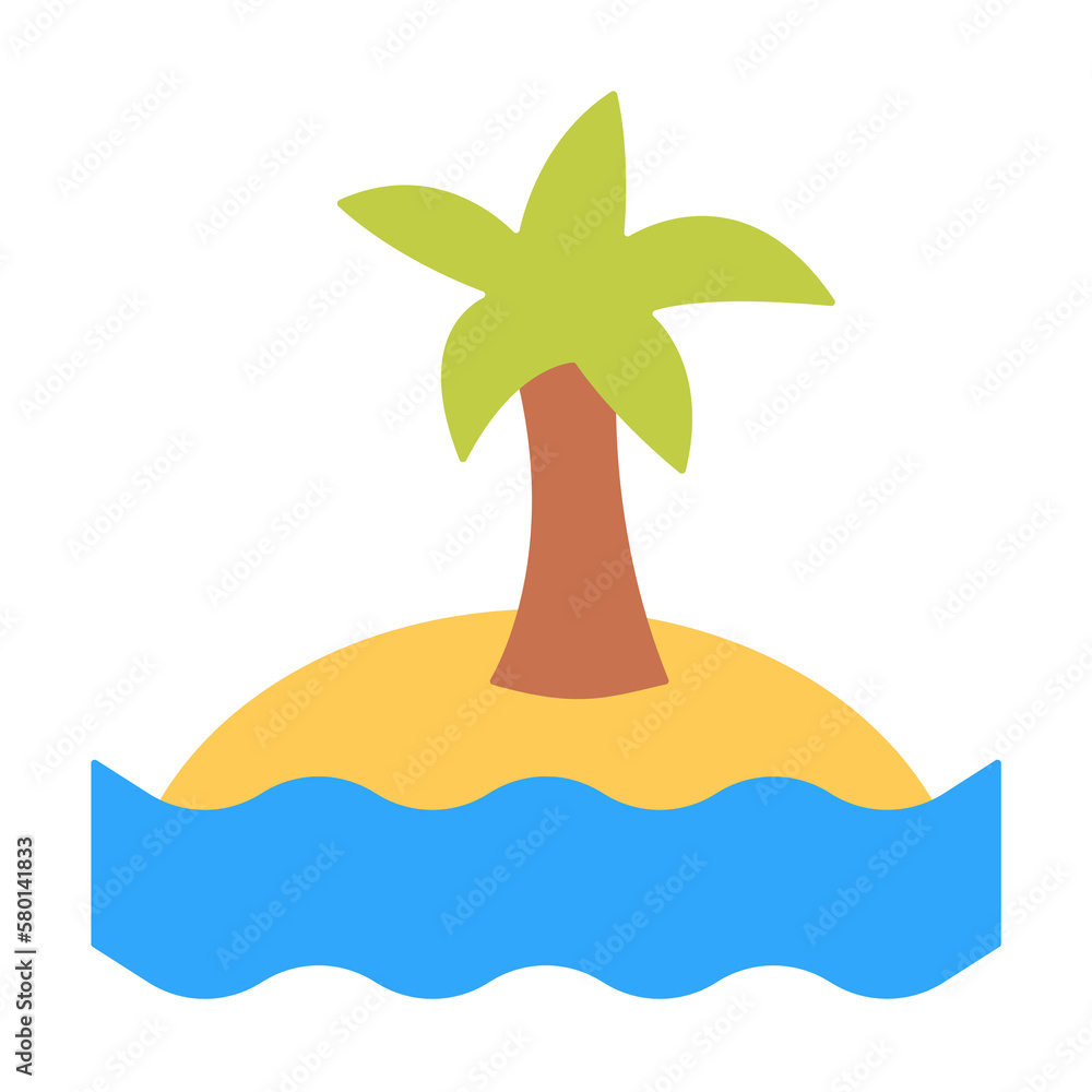 Poster island, palm, ocean icon. simple color elements of saving marine icons for ui and ux, website or mob