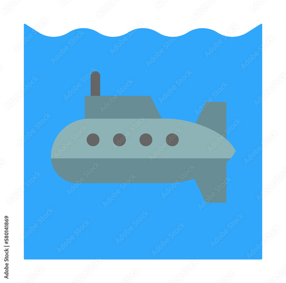 Poster submarine, ocean icon. simple color elements of saving marine icons for ui and ux, website or mobile
