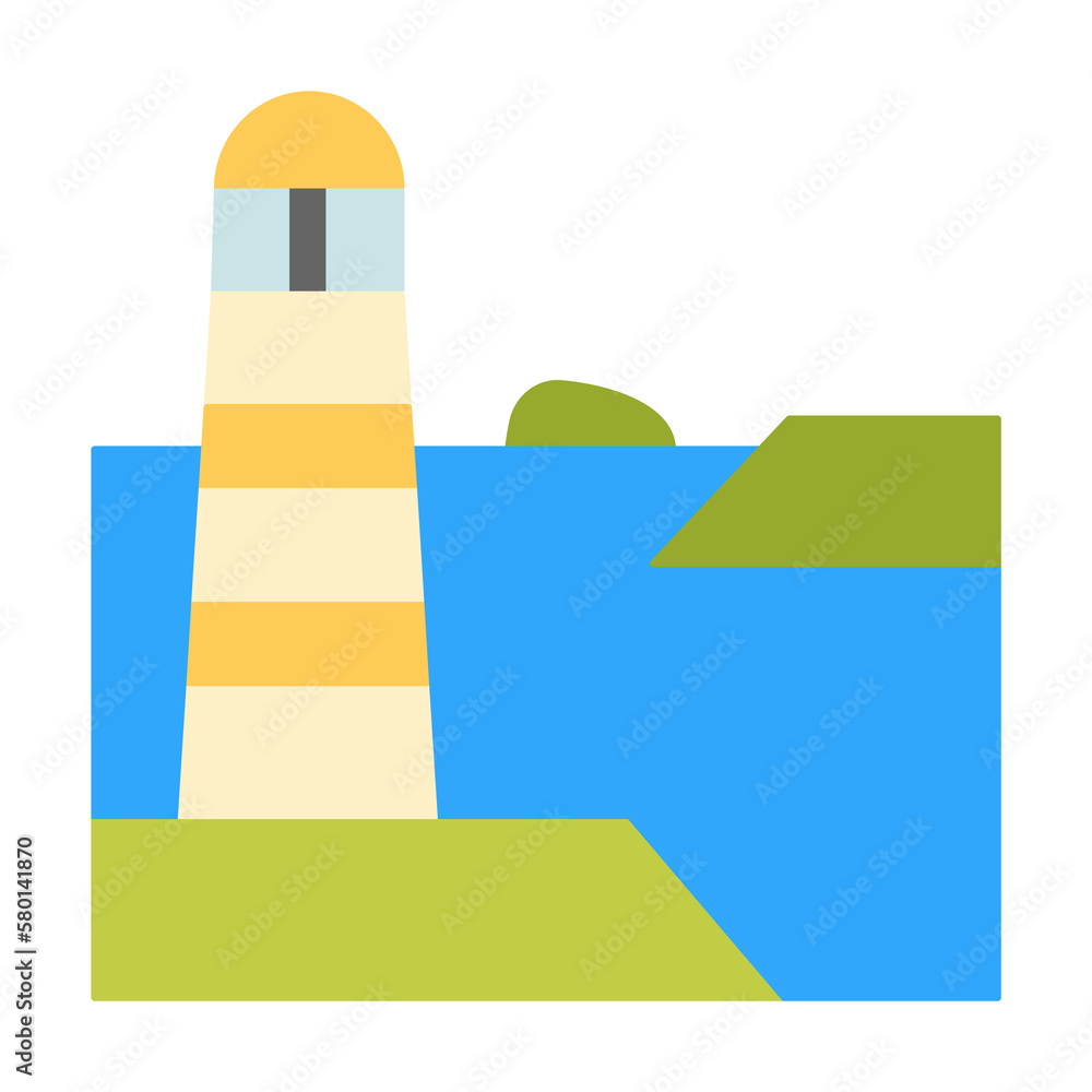 Poster lighthouse, ocean icon. simple color elements of saving marine icons for ui and ux, website or mobil