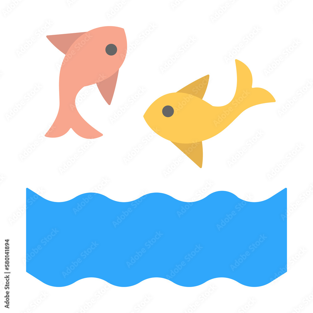 Poster fish, ocean, jumping icon. simple color elements of saving marine icons for ui and ux, website or mo