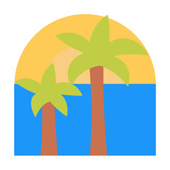 Palms, sun, ocean icon. Simple color elements of saving marine icons for ui and ux, website or mobile application on white background