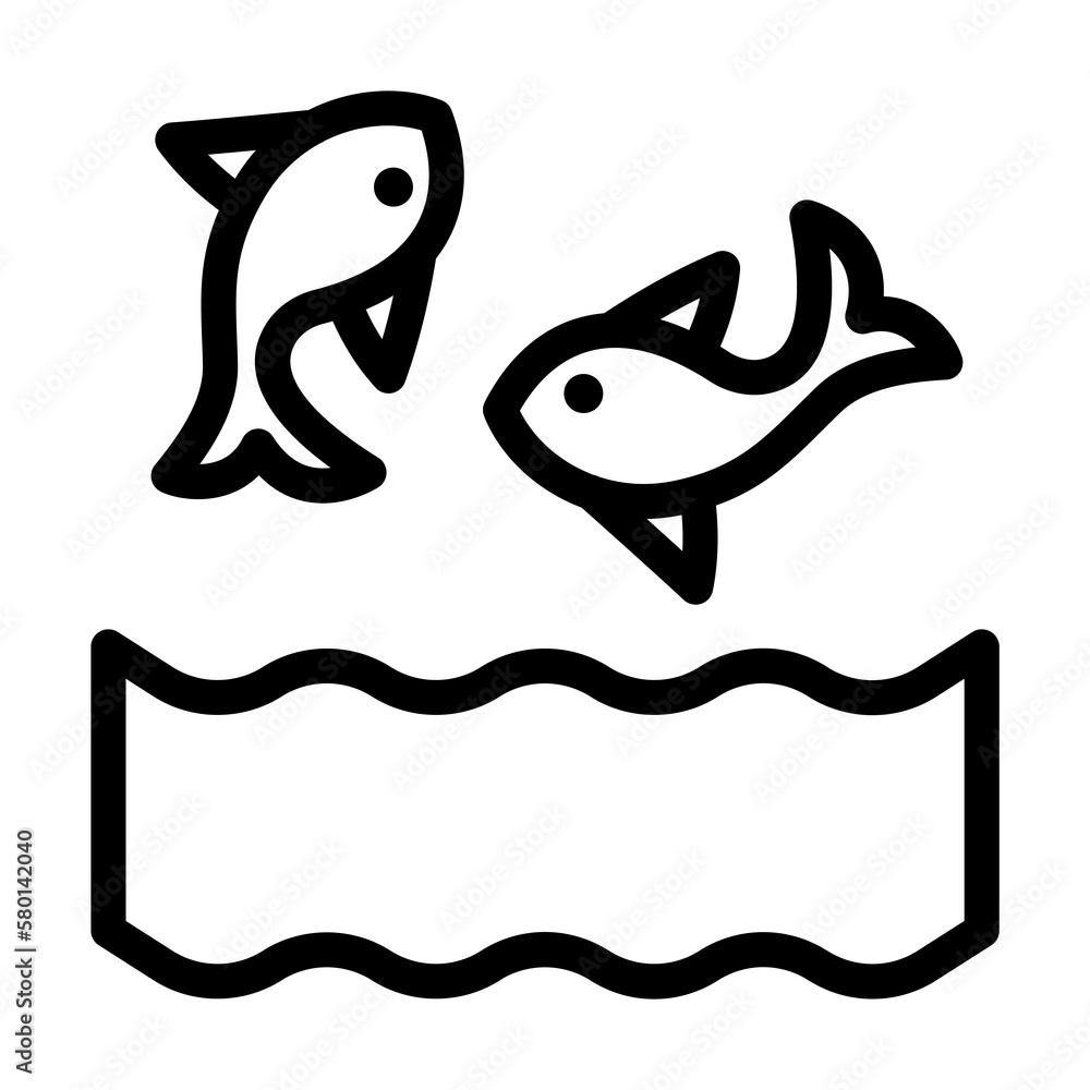 Poster fish, ocean, jumping icon. simple line, outline elements of saving marine icons for ui and ux, websi