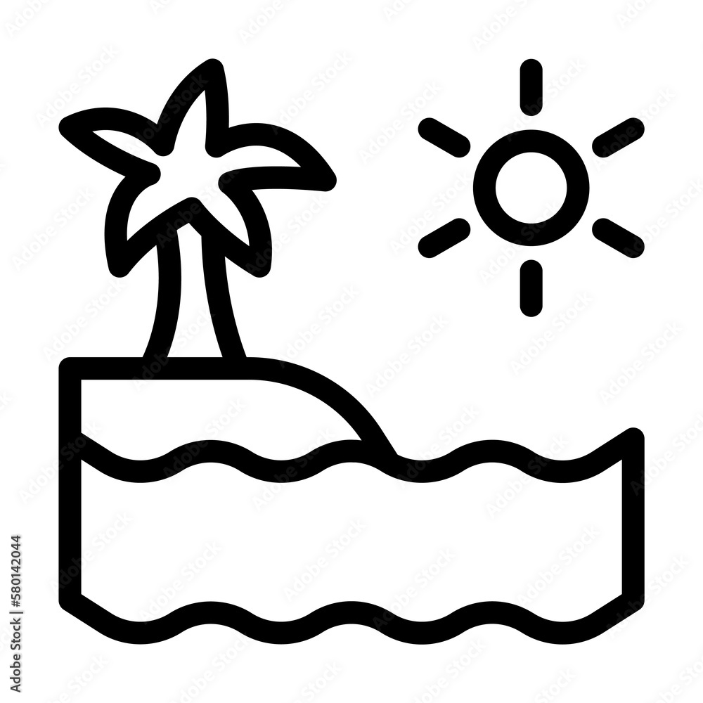 Canvas Prints Island, sun, palm, ocean icon. Simple line, outline elements of saving marine icons for ui and ux, website or mobile application on white background