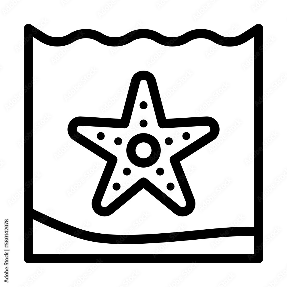 Poster starfish, ocean icon. simple line, outline elements of saving marine icons for ui and ux, website or