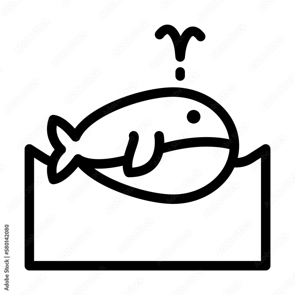 Poster whale, ocean icon. simple line, outline elements of saving marine icons for ui and ux, website or mo