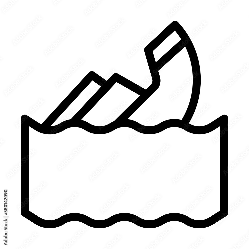 Poster sinking, titanic, ocean icon. simple line, outline elements of saving marine icons for ui and ux, we