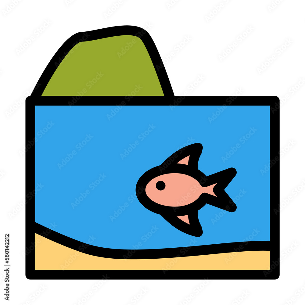 Poster fish, island, ocean icon. simple color with outline elements of saving marine icons for ui and ux, w