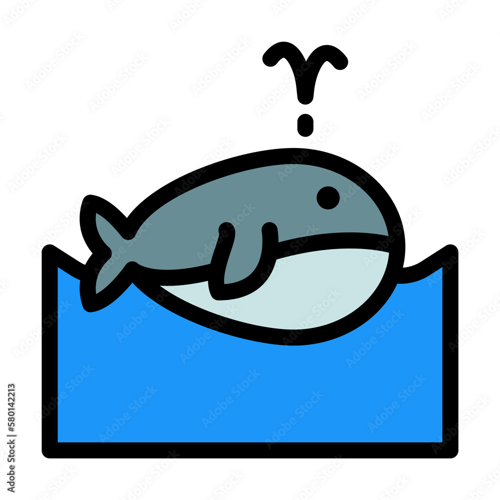 Poster whale, ocean icon. simple color with outline elements of saving marine icons for ui and ux, website 