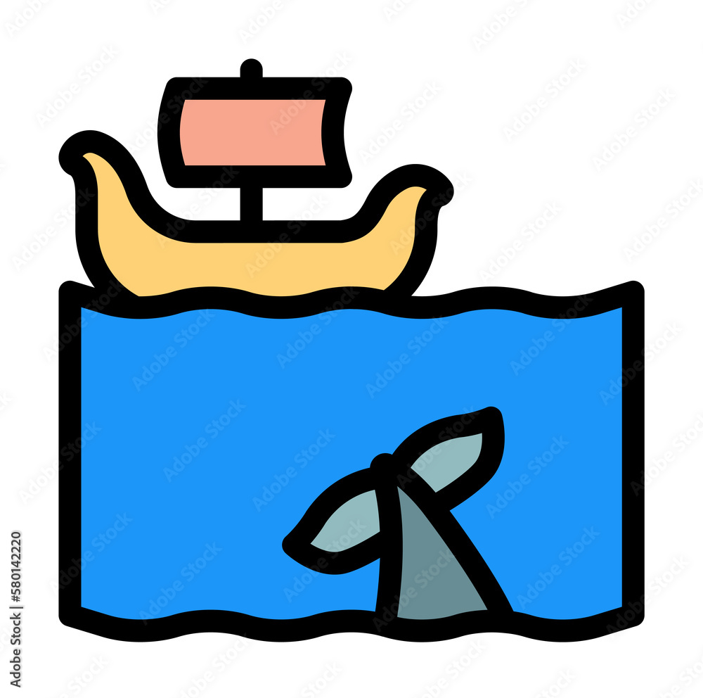 Poster ship, viking, ocean icon. simple color with outline elements of saving marine icons for ui and ux, w