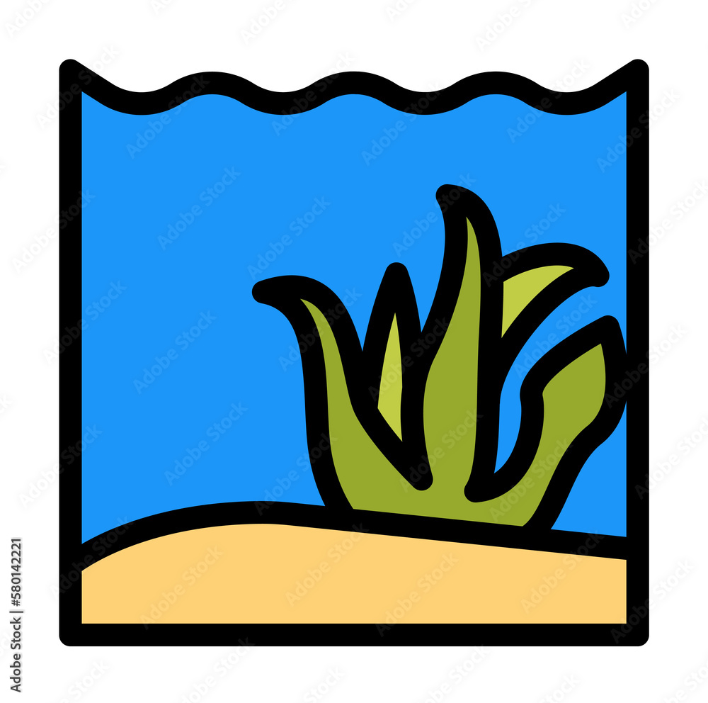 Aufkleber seaweed, ocean icon. simple color with outline elements of saving marine icons for ui and ux, websit