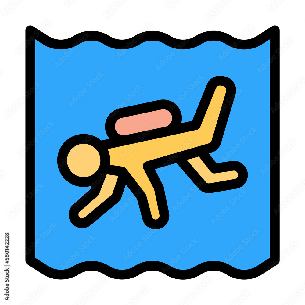 Poster scuba diving, ocean icon. simple color with outline elements of saving marine icons for ui and ux, w