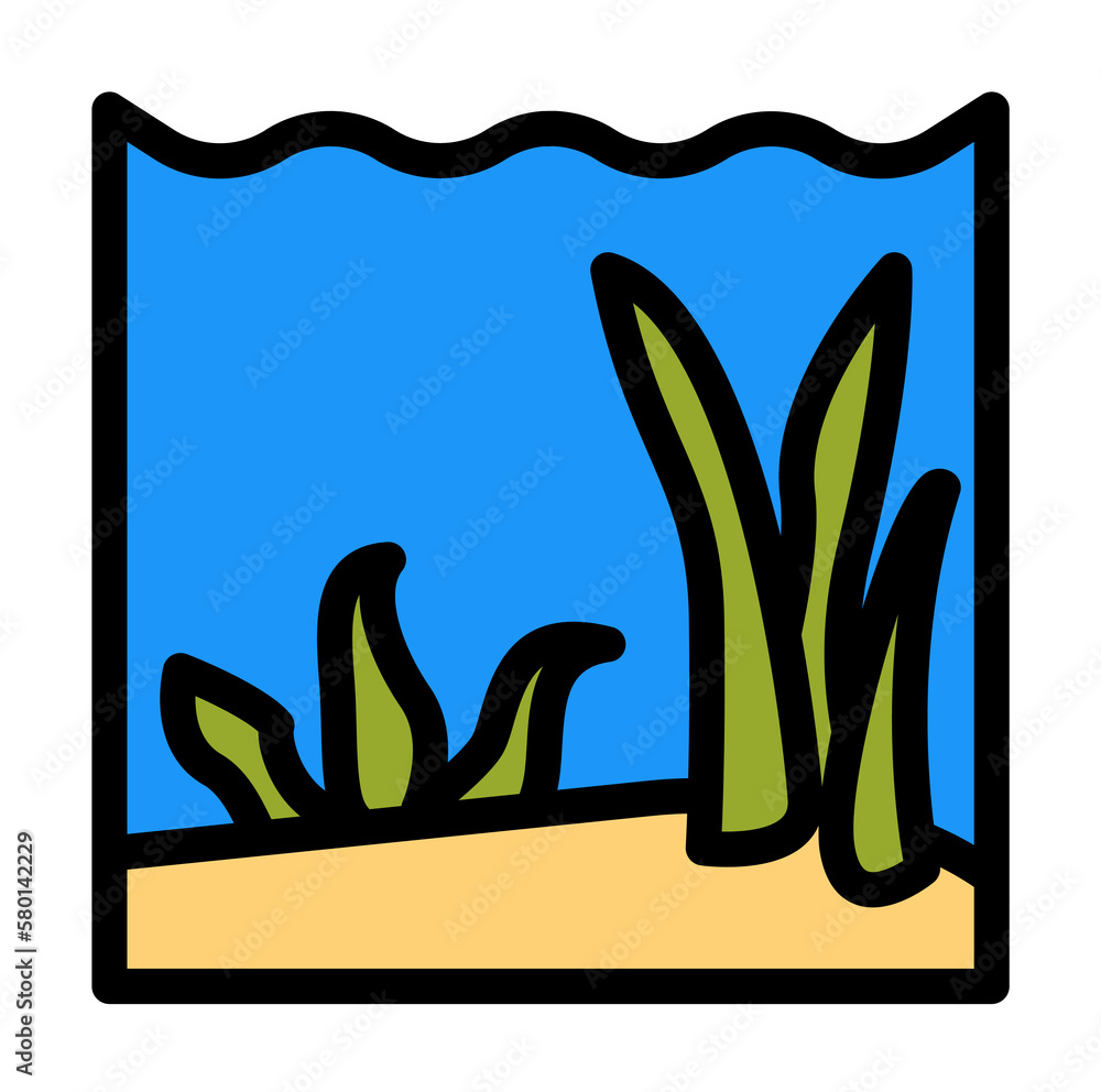 Poster seaweed, ocean icon. simple color with outline elements of saving marine icons for ui and ux, websit