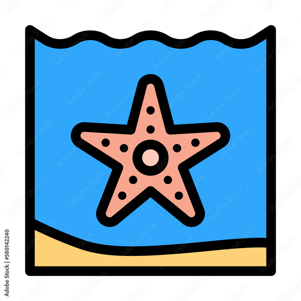 Poster starfish, ocean icon. simple color with outline elements of saving marine icons for ui and ux, websi