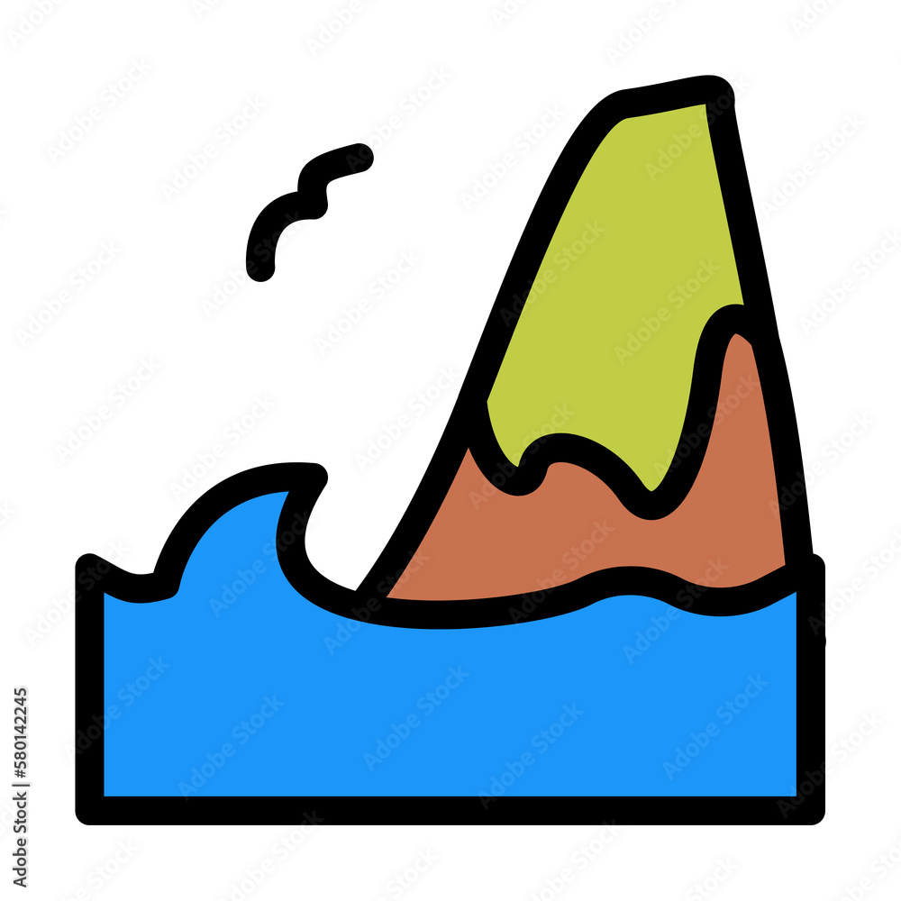 Poster mountain, ocean icon. simple color with outline elements of saving marine icons for ui and ux, websi