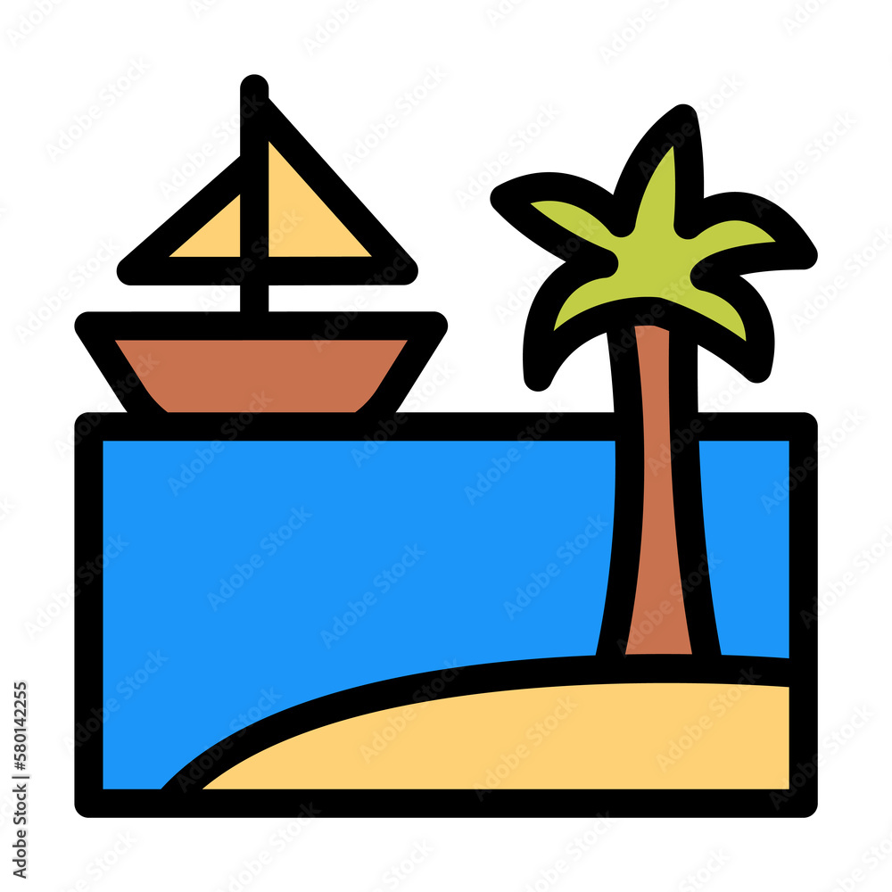 Aufkleber rock, ocean, island icon. simple color with outline elements of saving marine icons for ui and ux, w