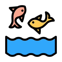 Fish, ocean, jumping icon. Simple color with outline elements of saving marine icons for ui and ux, website or mobile application on white background