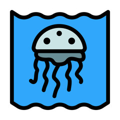 Jellyfish, ocean icon. Simple color with outline elements of saving marine icons for ui and ux, website or mobile application on white background