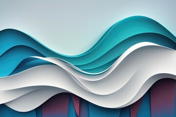 Paper waves abstract banner design. AI generation