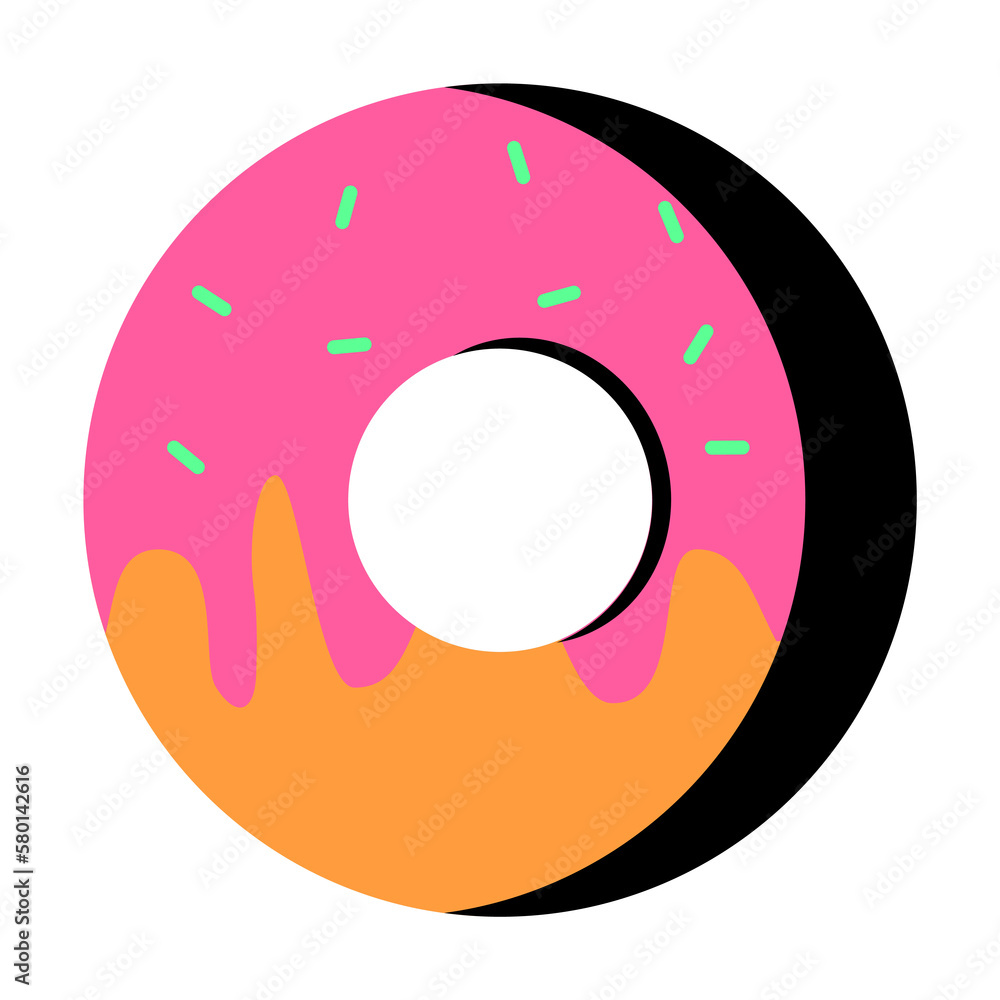 Poster donut glaze color icon. simple line, outline of fast foot icons for ui and ux, website or mobile app