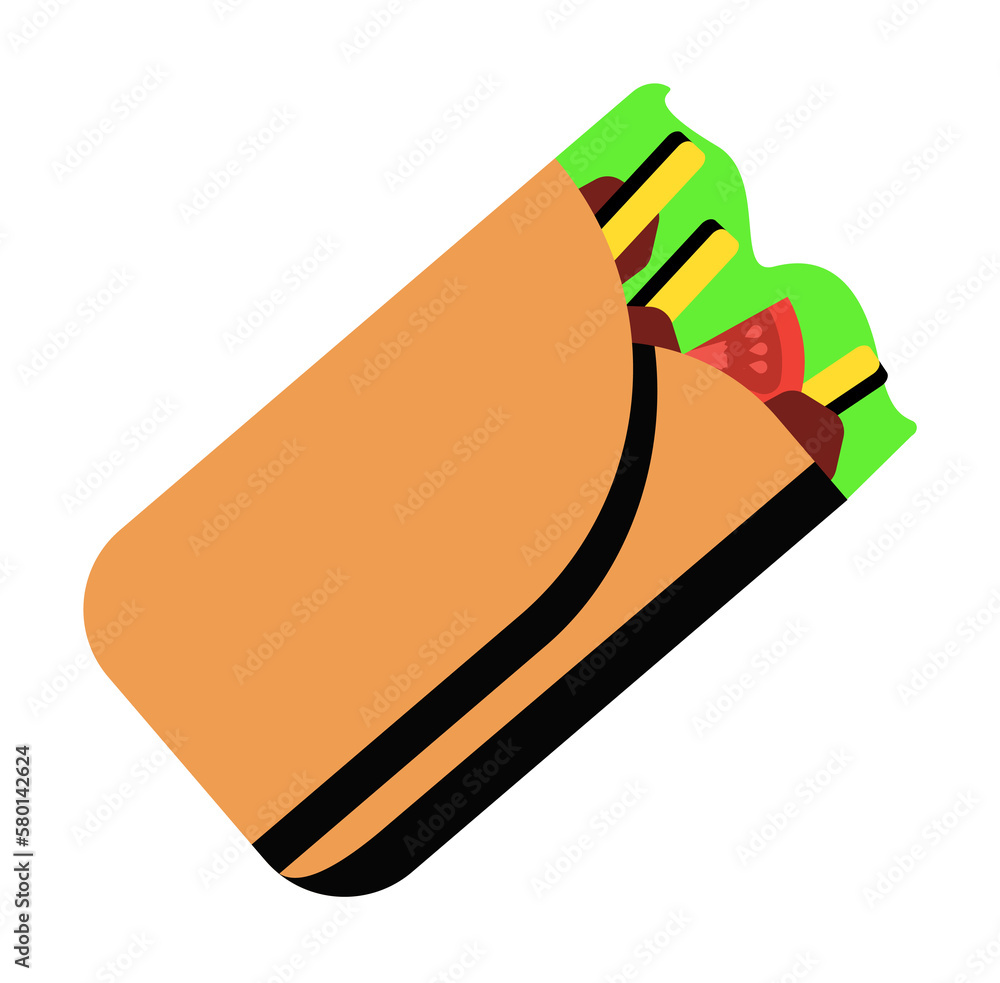 Poster quesadilla color icon. simple line, outline of fast foot icons for ui and ux, website or mobile appl