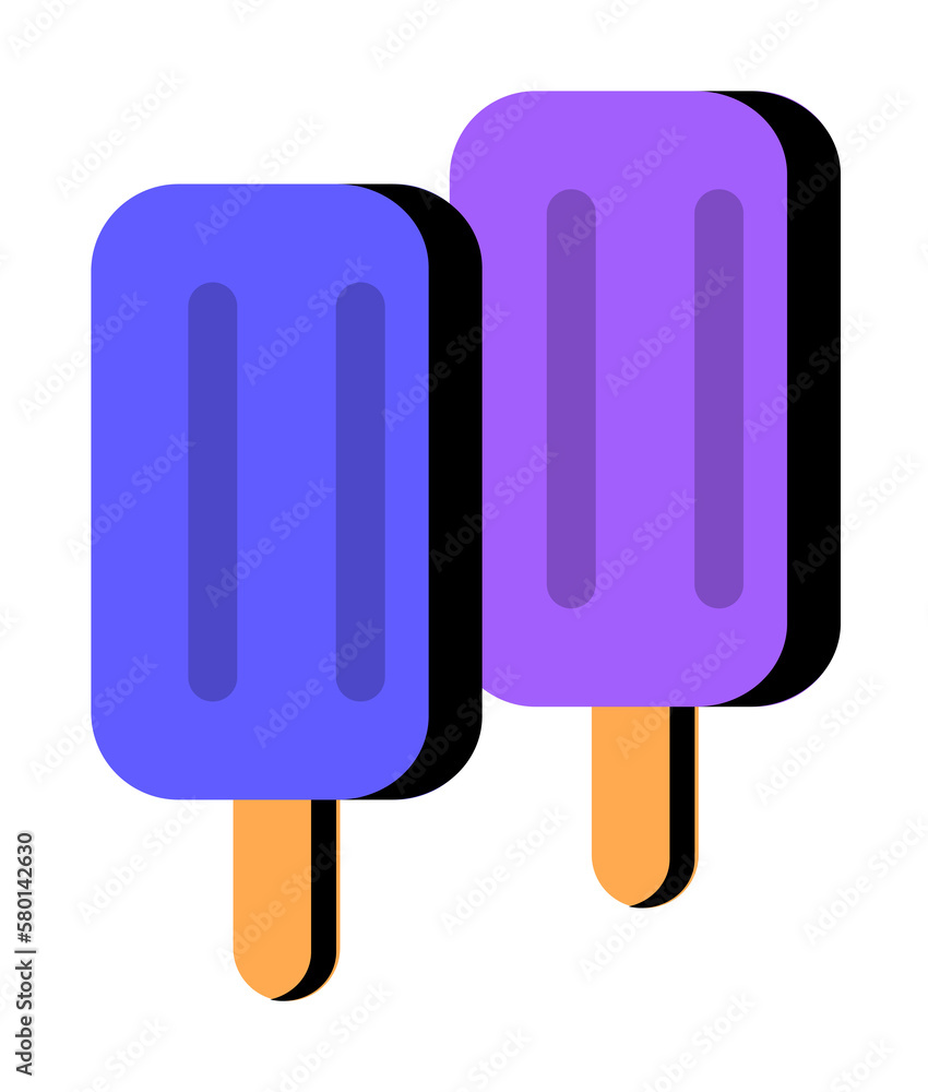 Poster ice cream popsicle color icon. simple line, outline of fast foot icons for ui and ux, website or mob