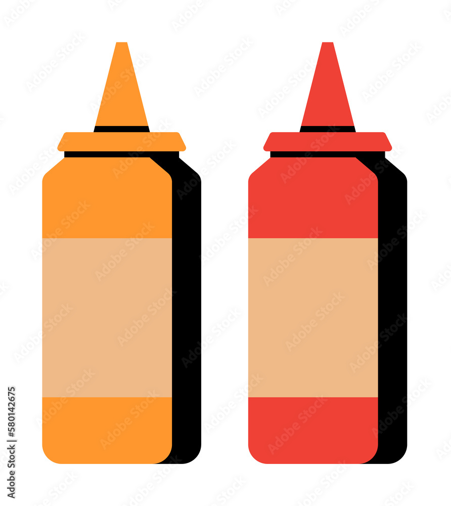 Poster ketchup mustard color icon. simple line, outline of fast foot icons for ui and ux, website or mobile