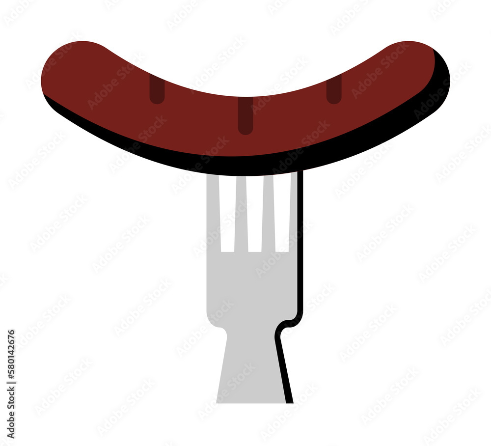 Poster sausage barbecue color icon. simple line, outline of fast foot icons for ui and ux, website or mobil