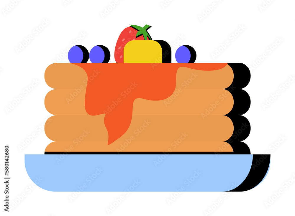 Aufkleber pancake butter strawberry bilberry color icon. simple line, outline of fast foot icons for ui and ux