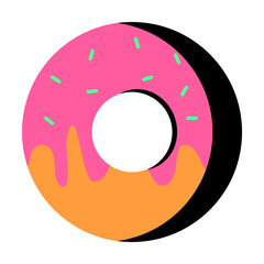 Donut glaze color icon. Simple line, outline of fast foot icons for ui and ux, website or mobile application on white background