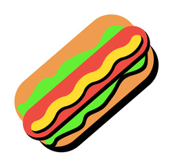 Hot dog sausage color icon. Simple line, outline of fast foot icons for ui and ux, website or mobile application on white background