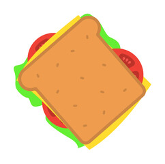 Sandwich tomato cheese color icon. Simple line, outline of fast foot icons for ui and ux, website or mobile application on white background