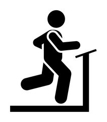 Running man sports gym exercise with arrow pictogram on white background