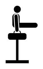 Gym sports man training with arrow pictogram on white background