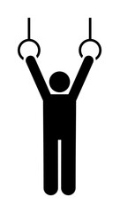 Gym swing exercise man fitness with arrow pictogram on white background