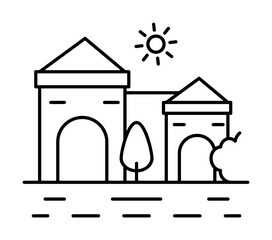 Fototapeta premium Architecture buildings line icon, outline sign, linear style pictogram isolated on white. Symbol, logo illustration. Editable stroke. Pixel perfect graphics graphics
