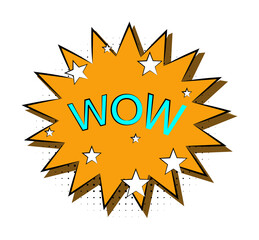 pop art Wow bobble color icon on white background