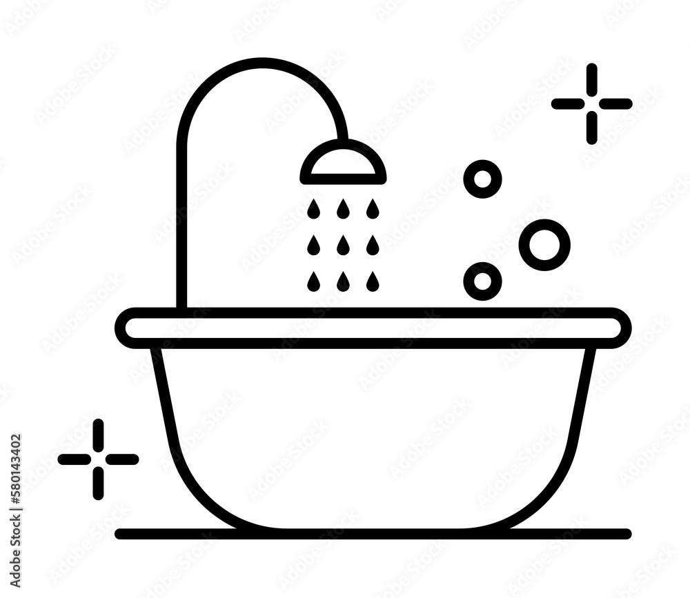 Poster bath icon. simple line, outline of spa icons for ui and ux, website or mobile application on white b