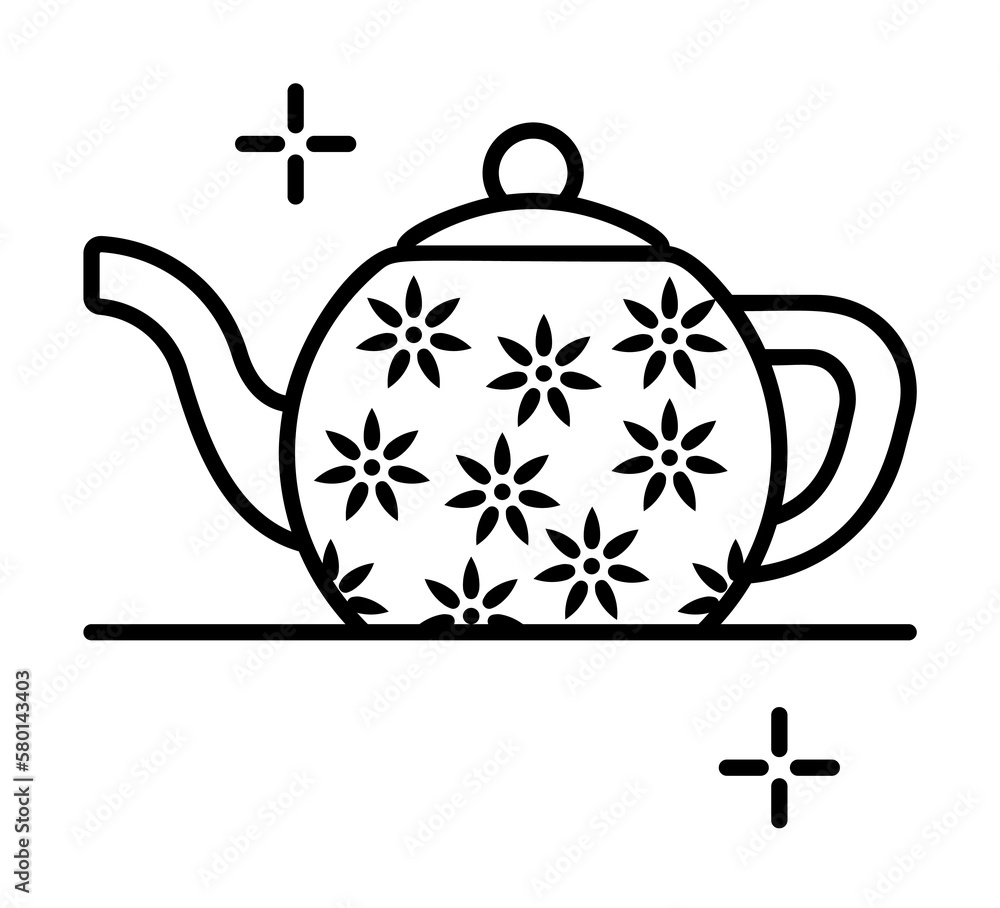 Poster tea pot icon. simple line, outline of spa icons for ui and ux, website or mobile application on whit
