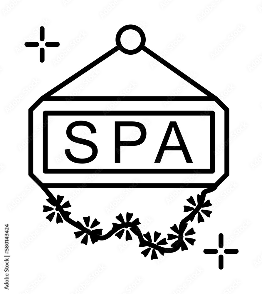 Poster door sign icon. simple line, outline of spa icons for ui and ux, website or mobile application on wh