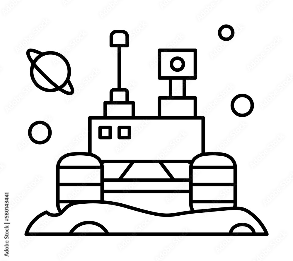 Poster space colony vehicle icon. simple line, outline elements of interplanetary colonization icons for ui