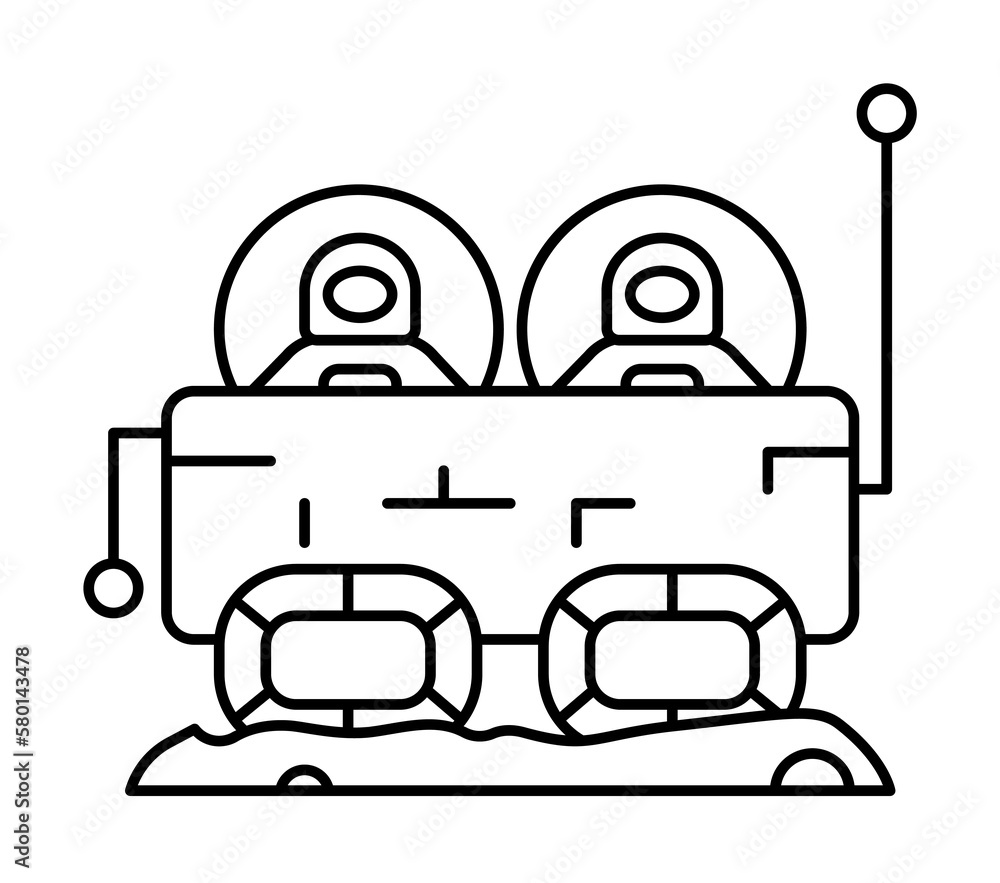 Poster cosmonaut machine car icon. simple line, outline elements of interplanetary colonization icons for u