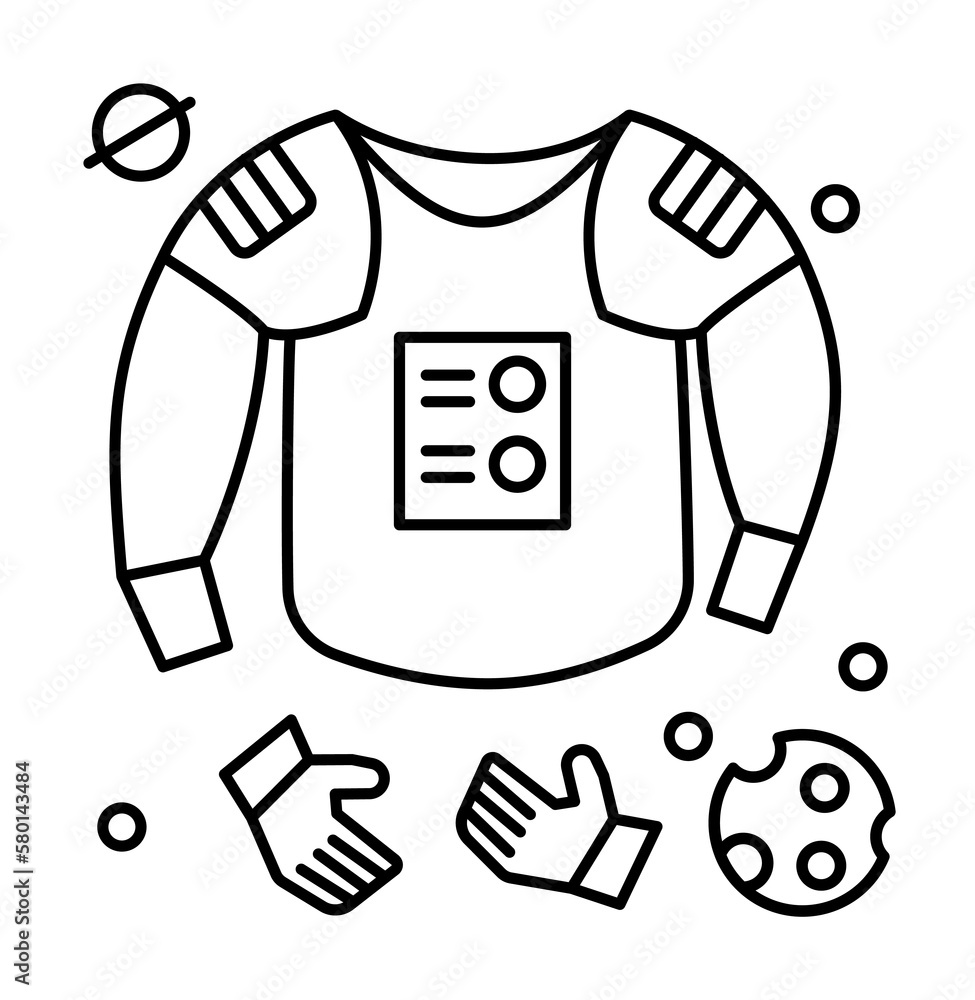 Poster life support, cosmonaut uniform icon. simple line, outline elements of interplanetary colonization i