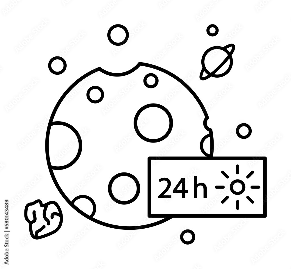 Poster hourly day on the planet icon. simple line, outline elements of interplanetary colonization icons fo